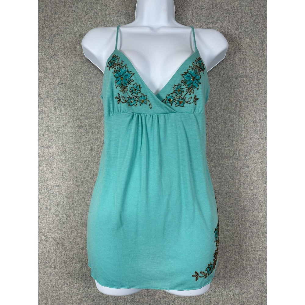 Y2K Cami Babydoll Top Women Large Beaded Fairy Indie Coquette Bella NOS Vintage